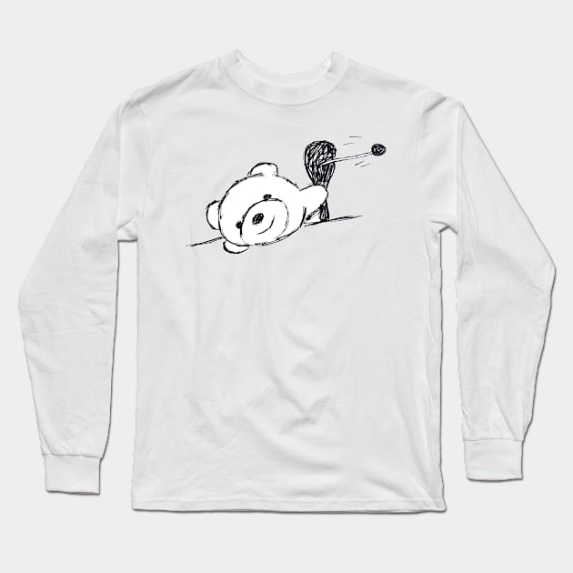 Paddle Ball Smiley Bear Long Sleeve T-Shirt by SmileyBearArt